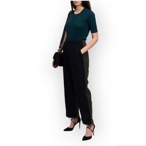NV3 Wool Blend Colorblock Wide Leg Trousers M Career Preppy Chic Edgy Modern
